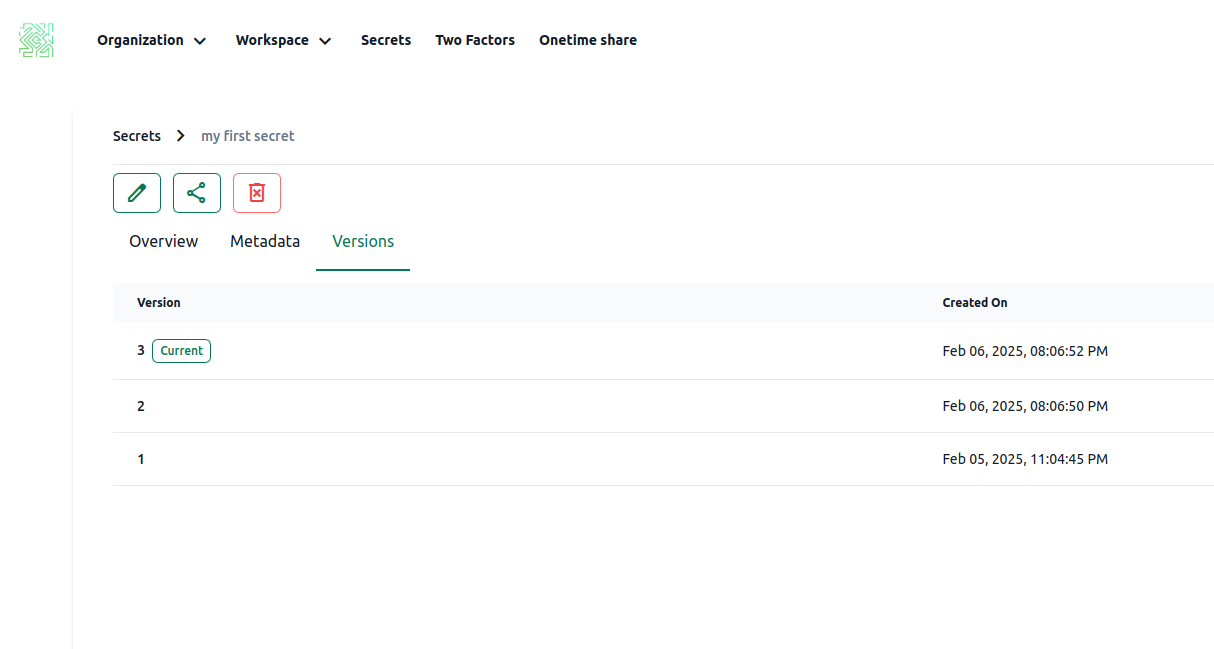 Secret Versioning